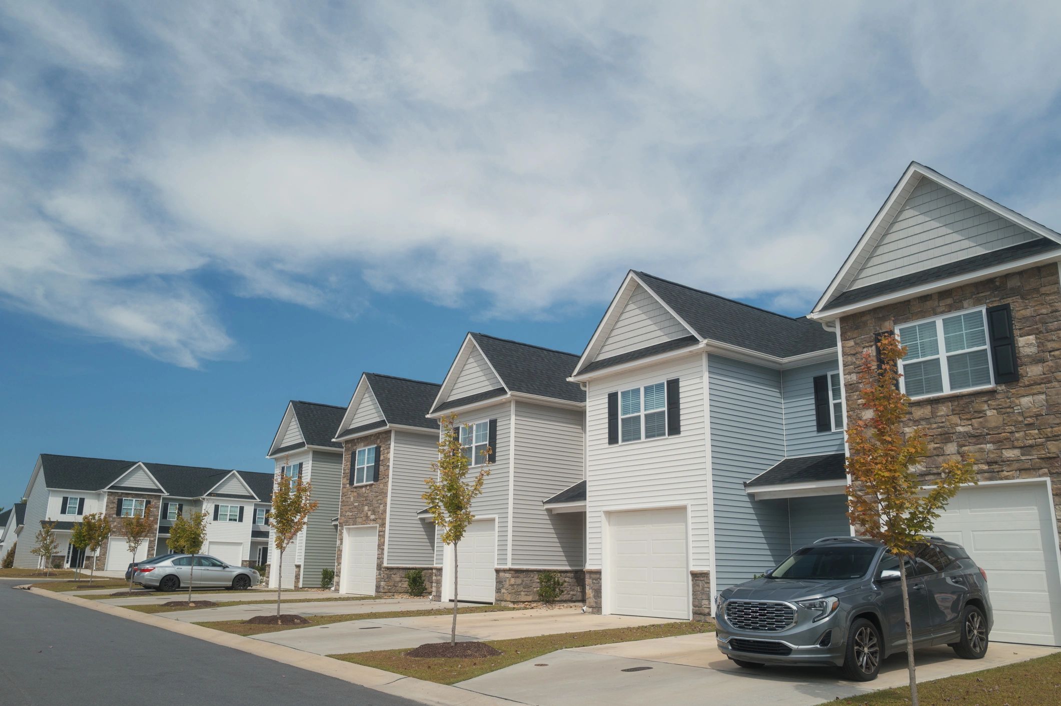 Townhomes in a residential neighborhood